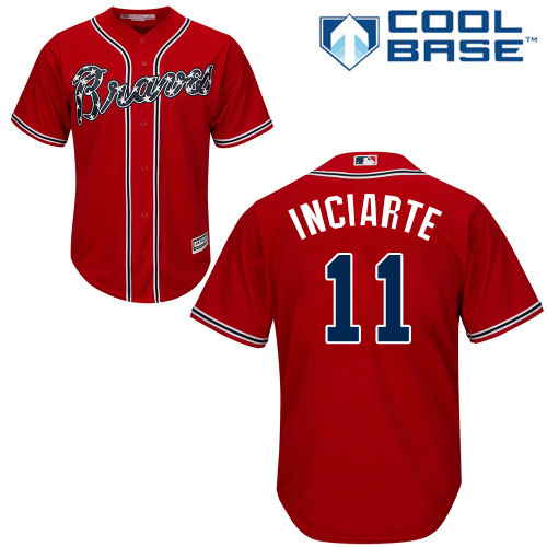 Braves #11 Ender Inciarte Red Cool Base Stitched Youth MLB Jersey - Click Image to Close